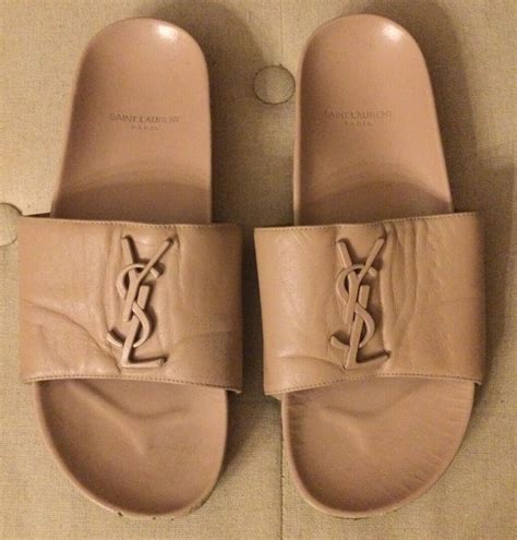 ysl joan leather slides|Yves Saint Laurent Joan Logo Leather Slides.